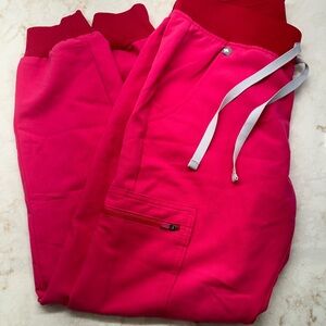 FIGS Zamora Jogger Scrub Pants in shocking pink